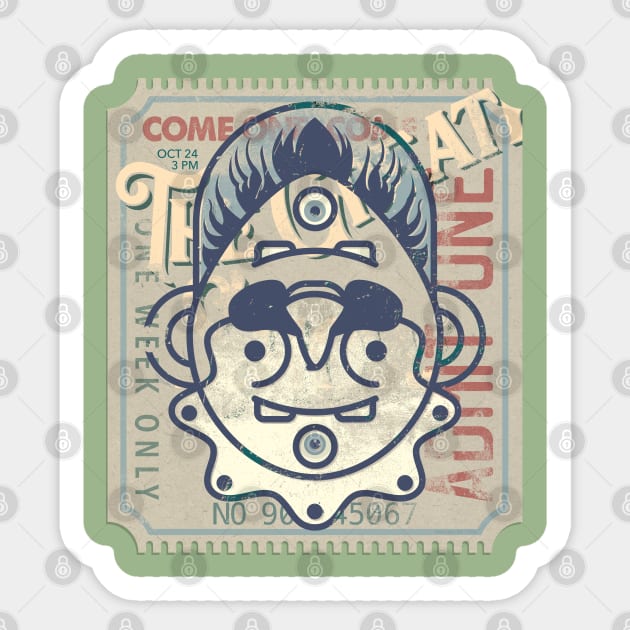 Topsy Turvey Upside Down Circus Ticket Sticker by DanielLiamGill